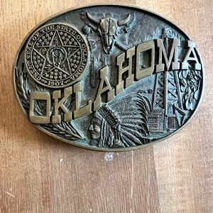 Oklahoma Themed Belt Buckle- solid brass